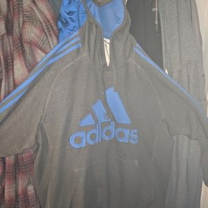 Adidas Hoodie Sweatshirt in Grey and Blue